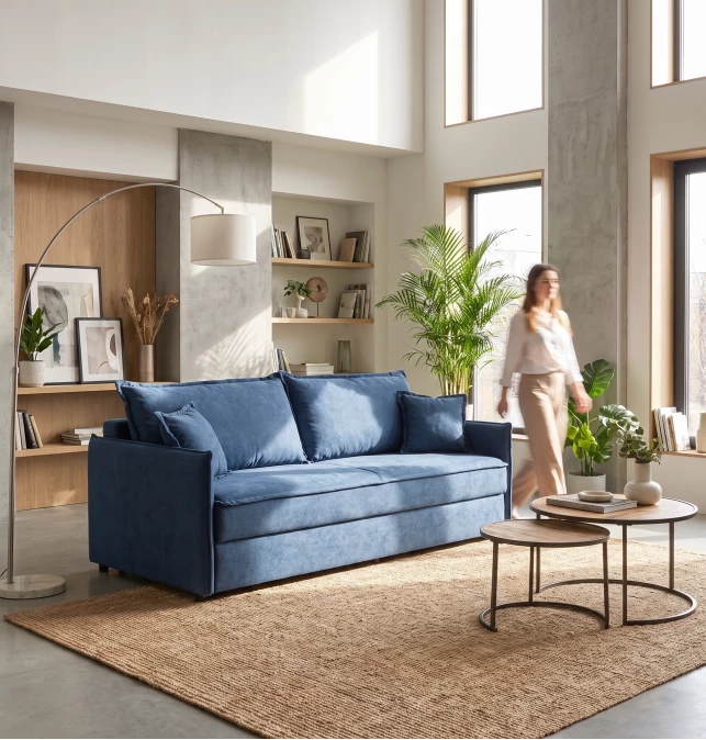 Galerias Del Tresillo Azul Sofá Cama Tela Edén 2.5 Plazas Edén Loneta Point 06