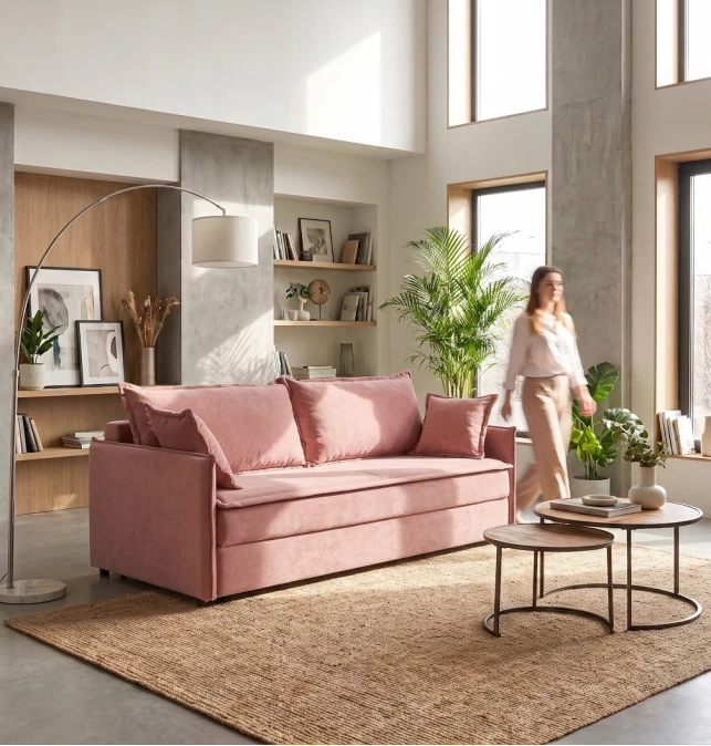 Galerias Del Tresillo Blanco Sofá Cama Tela Edén 2.5 Plazas Edén Loneta Point 23 Teja